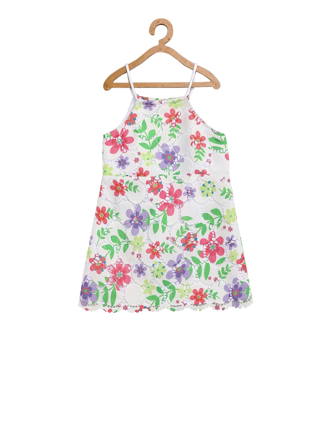 

KIDKLO Girls White Printed A-Line Dress