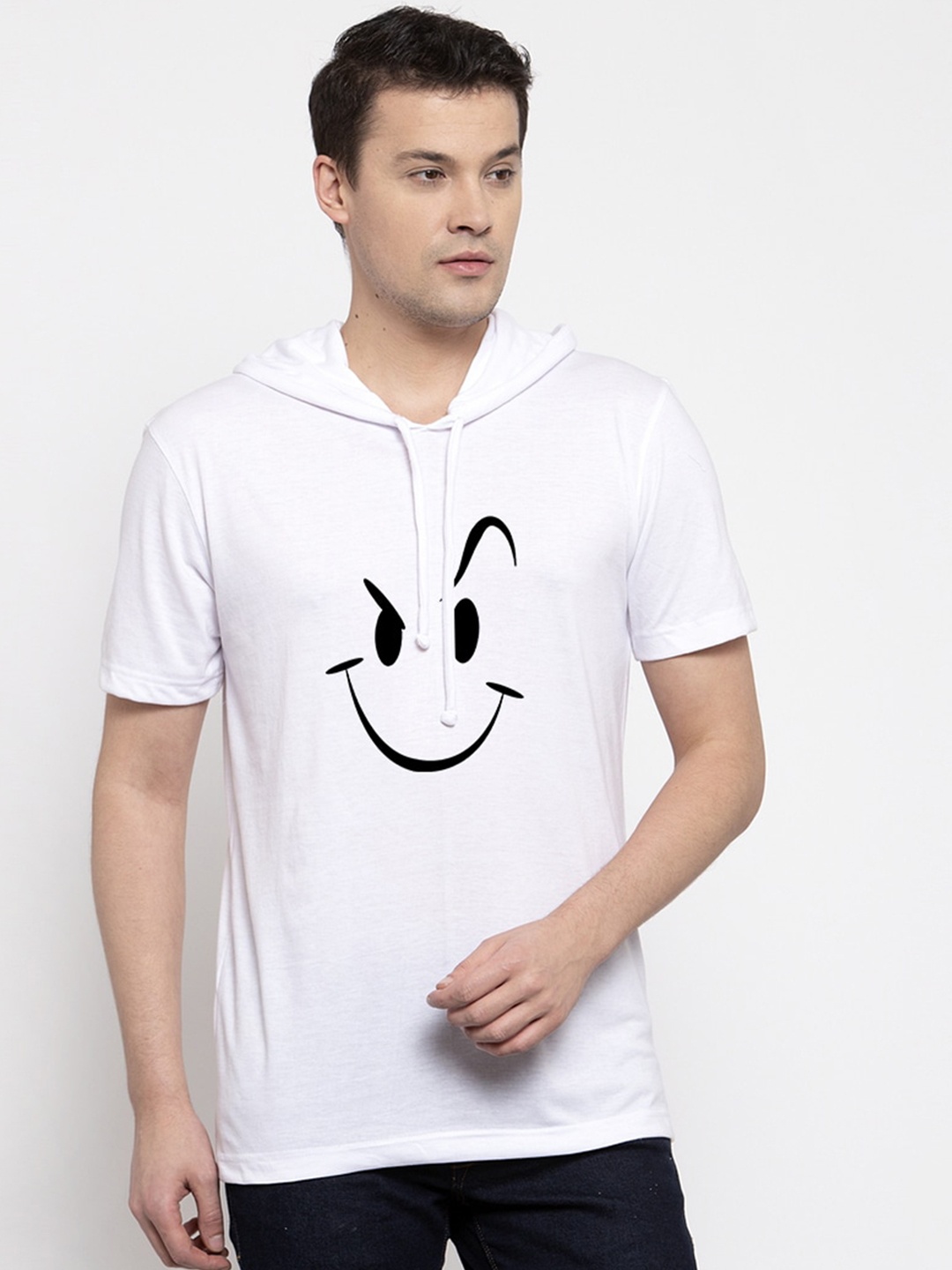 

Friskers Men White Printed Hood T-shirt
