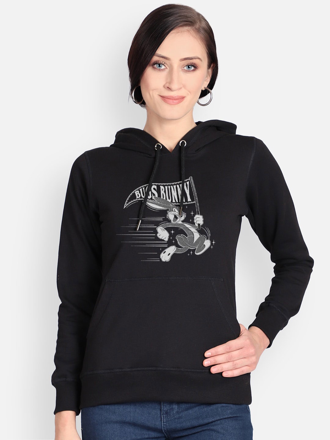 

Free Authority Women Black Bugs Bunny Printed Hooded Sweatshirt