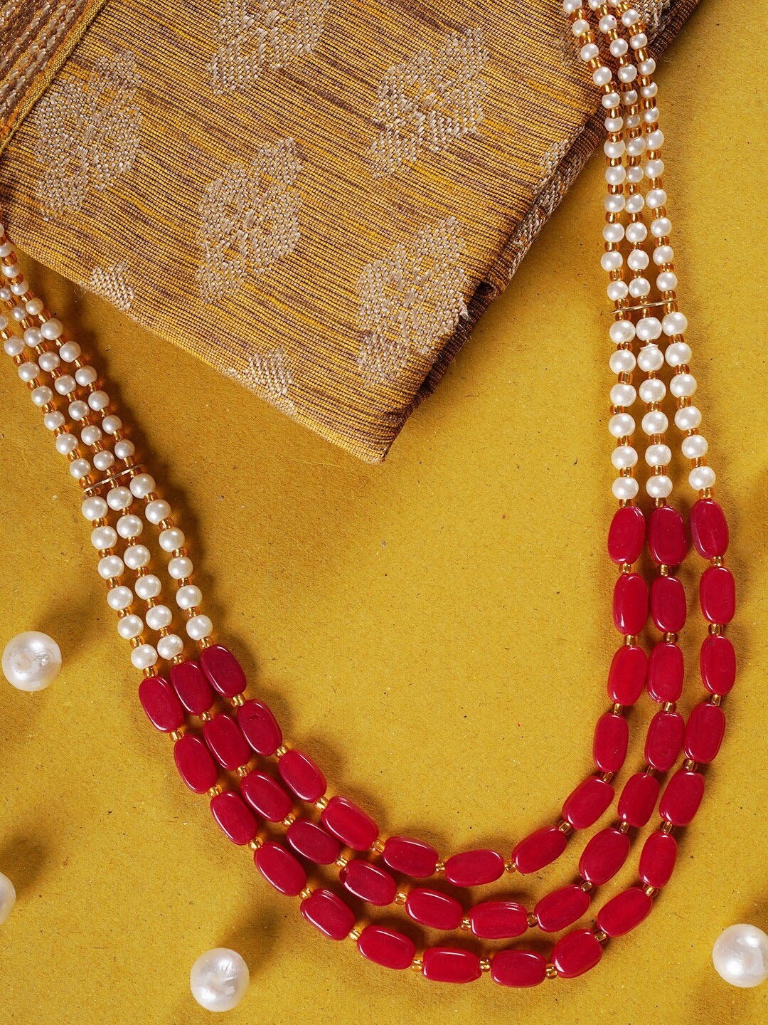 

Shoshaa Red & Gold-Plated Handcrafted Layered Necklace