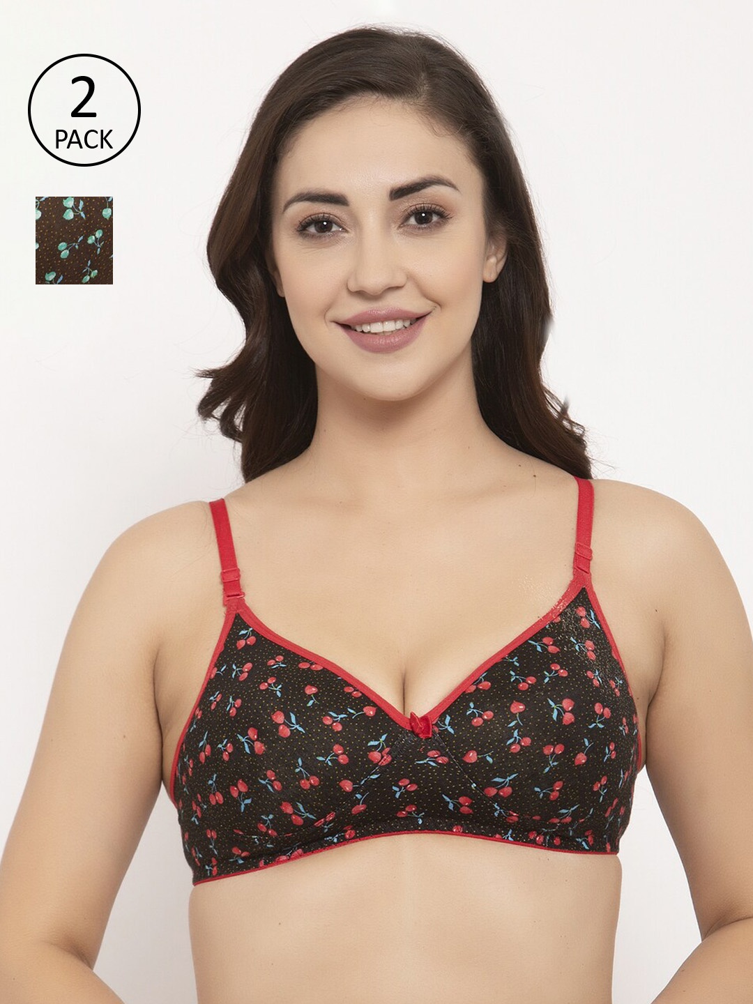 

GRACIT Pack Of 3 Printed Regular Bra PW1-03-03-13-28B, Black