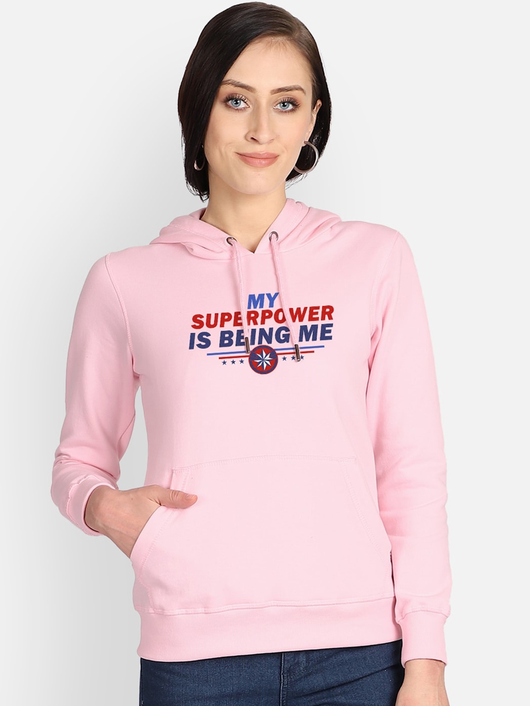 

Free Authority Captain Marvel Print Pink Hoodie For Women