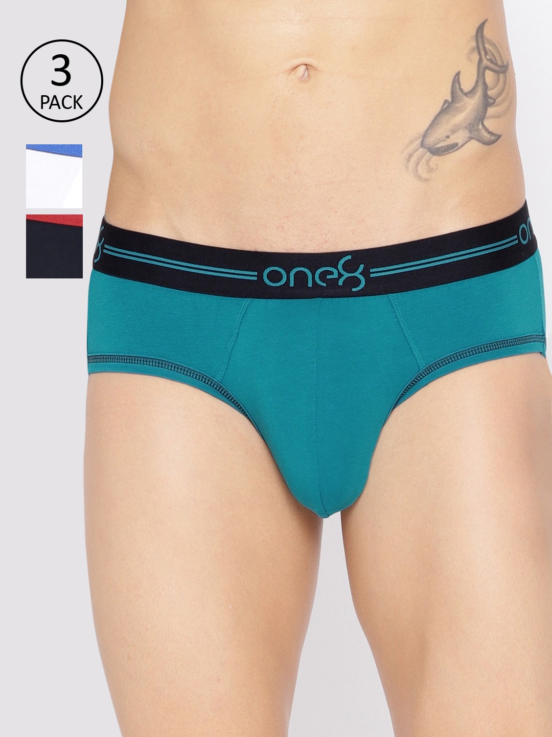 

one8 by Virat Kohli Men Pack Of 3 Super Cotton Stretch Briefs, White