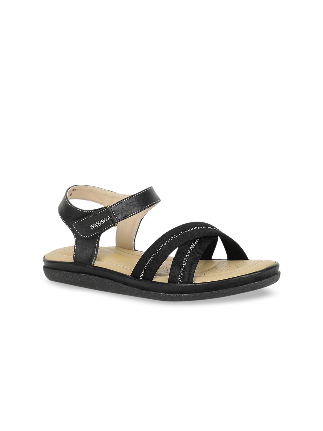 

Bata Women Black Solid PU Open Toe Flats