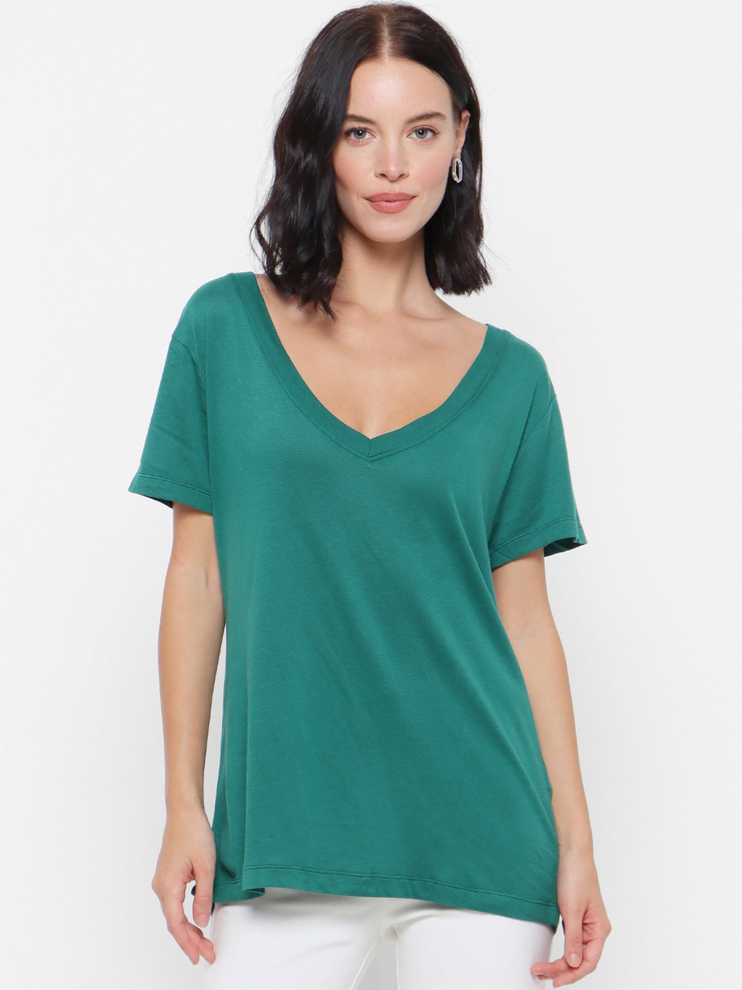 

FOREVER 21 Women Green Solid Top