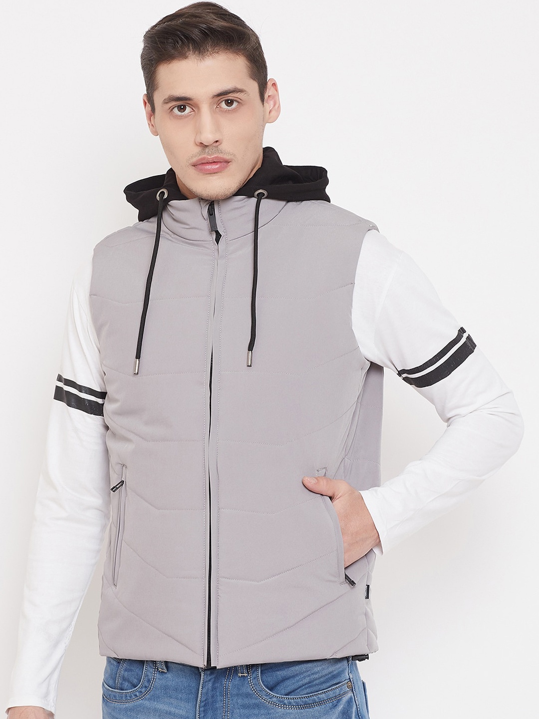

Crimsoune Club Men Grey Colourblocked Windcheater & Water Resistant Bomber