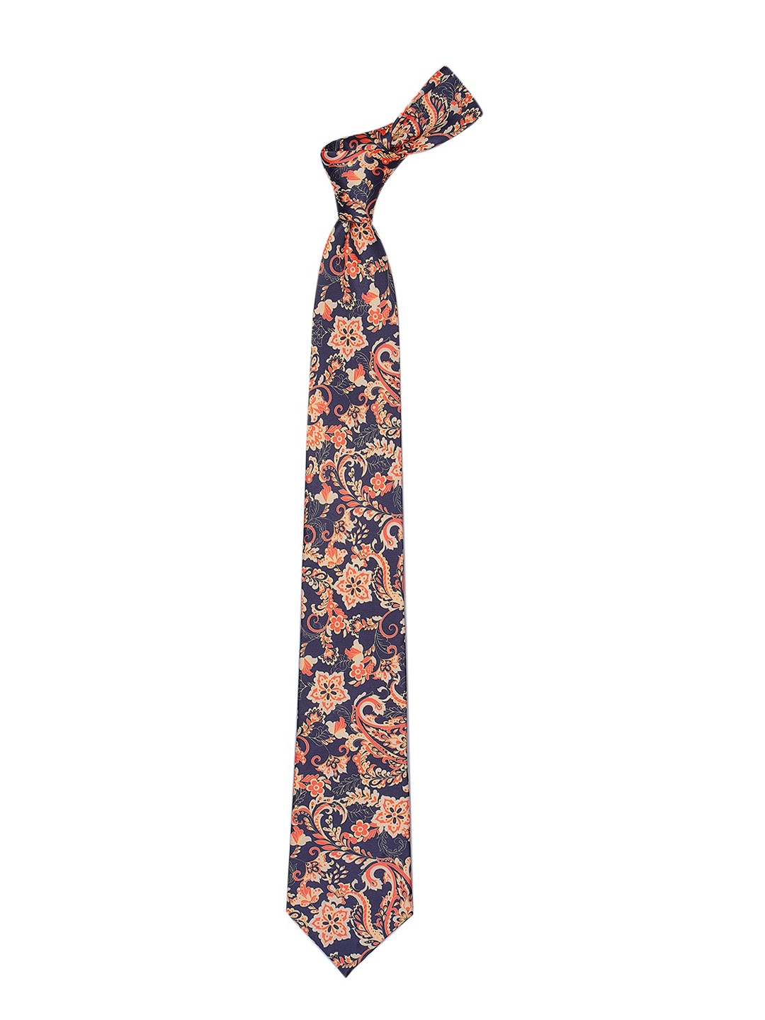 Tossido Navy Blue & Off-White Printed Tie