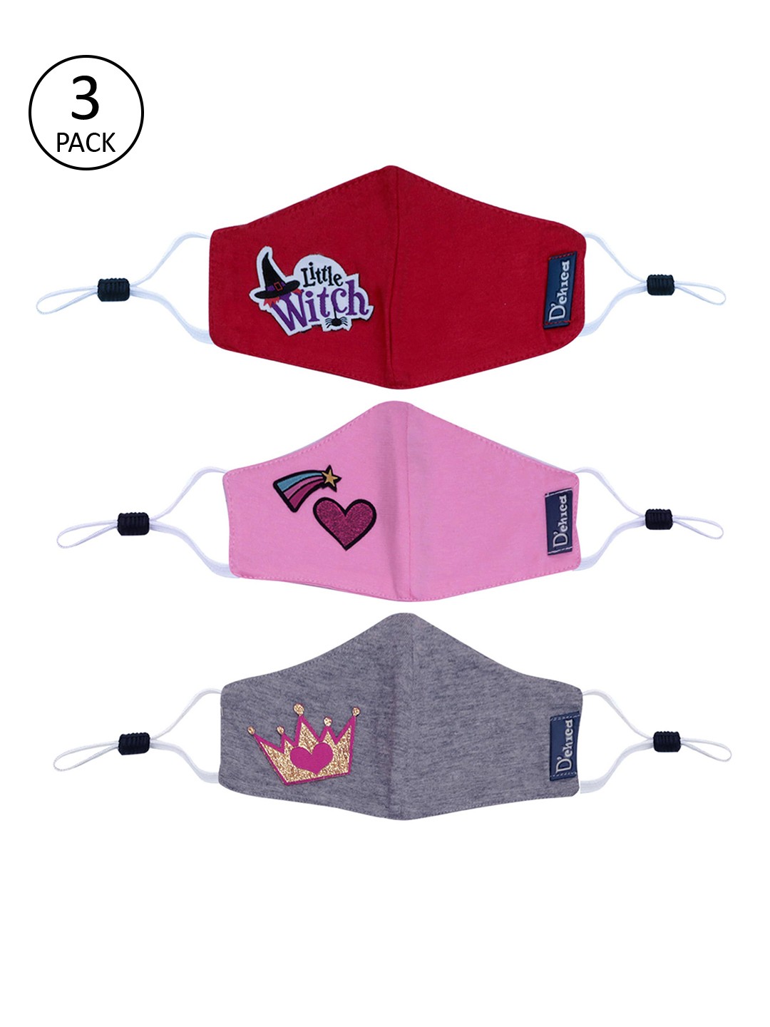 

D'chica Girls of 3 2-Ply Cloth Masks, Pink