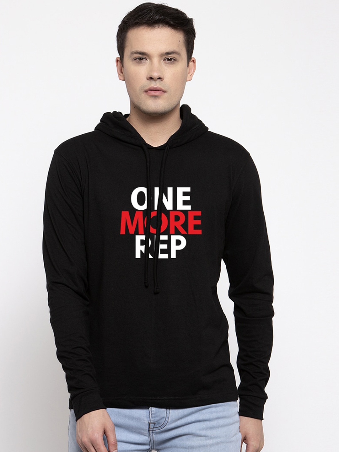 

Friskers Men Black Printed Hood T-shirt