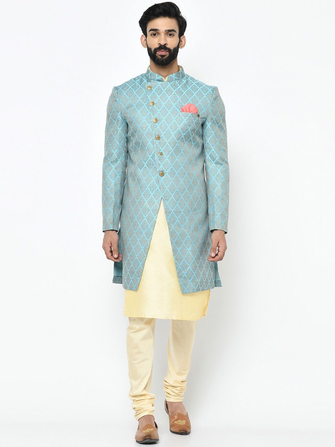 

KISAH Men Indowestern Sherwani Set, Blue