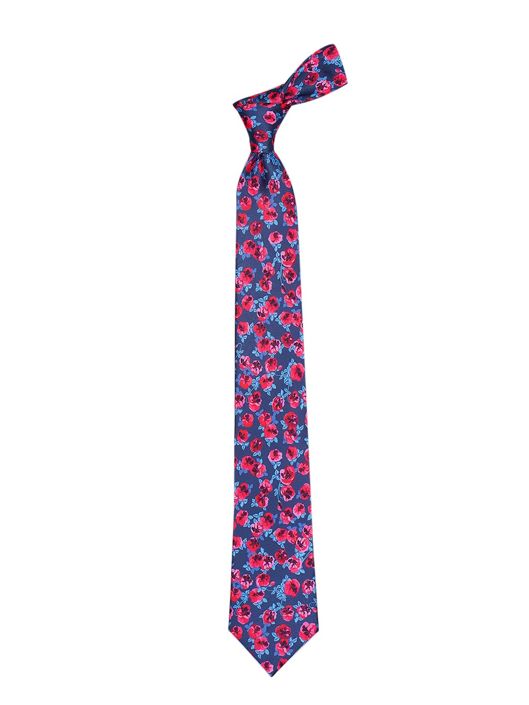 

Tossido Men Navy Blue & Pink Floral Printed Necktie, Multi