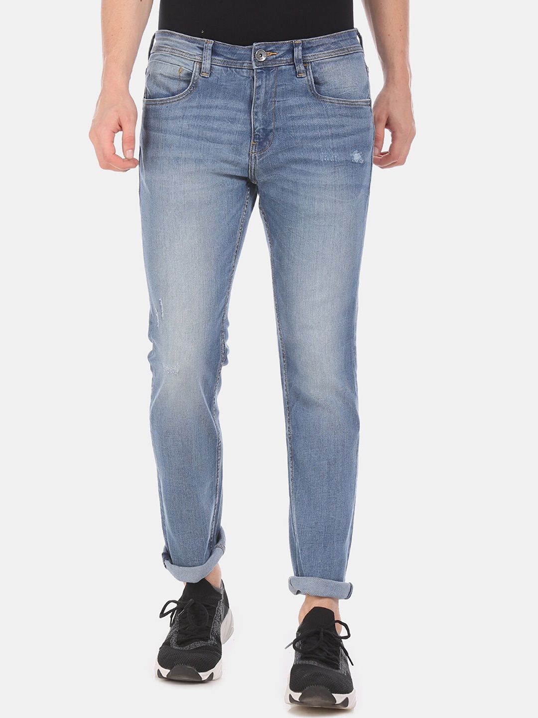 

Ed Hardy Men Blue Slim Fit Mid-Rise Low Distress Stretchable Jeans