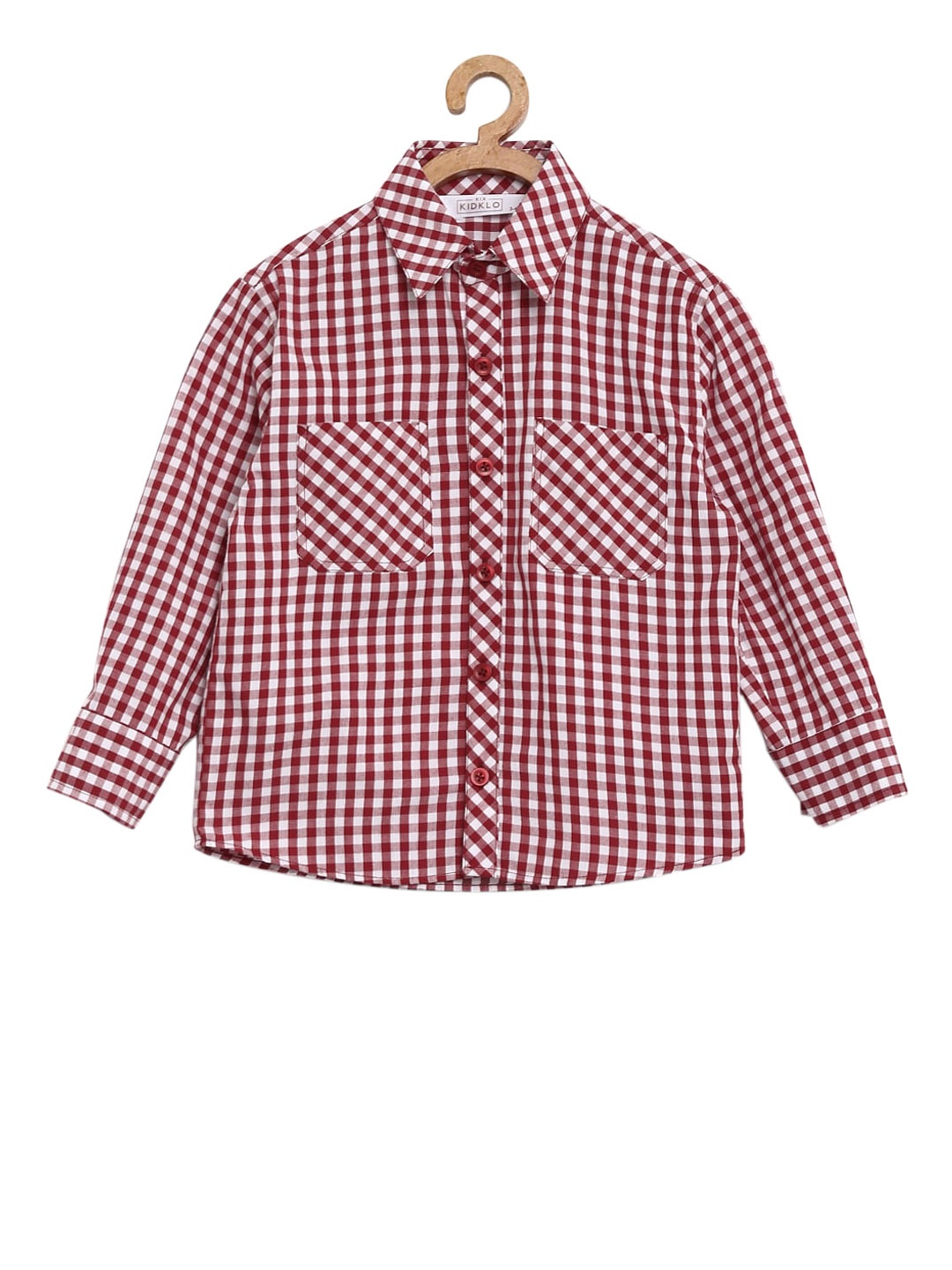

KIDKLO Boys Brown & White Regular Fit Checked Casual Shirt