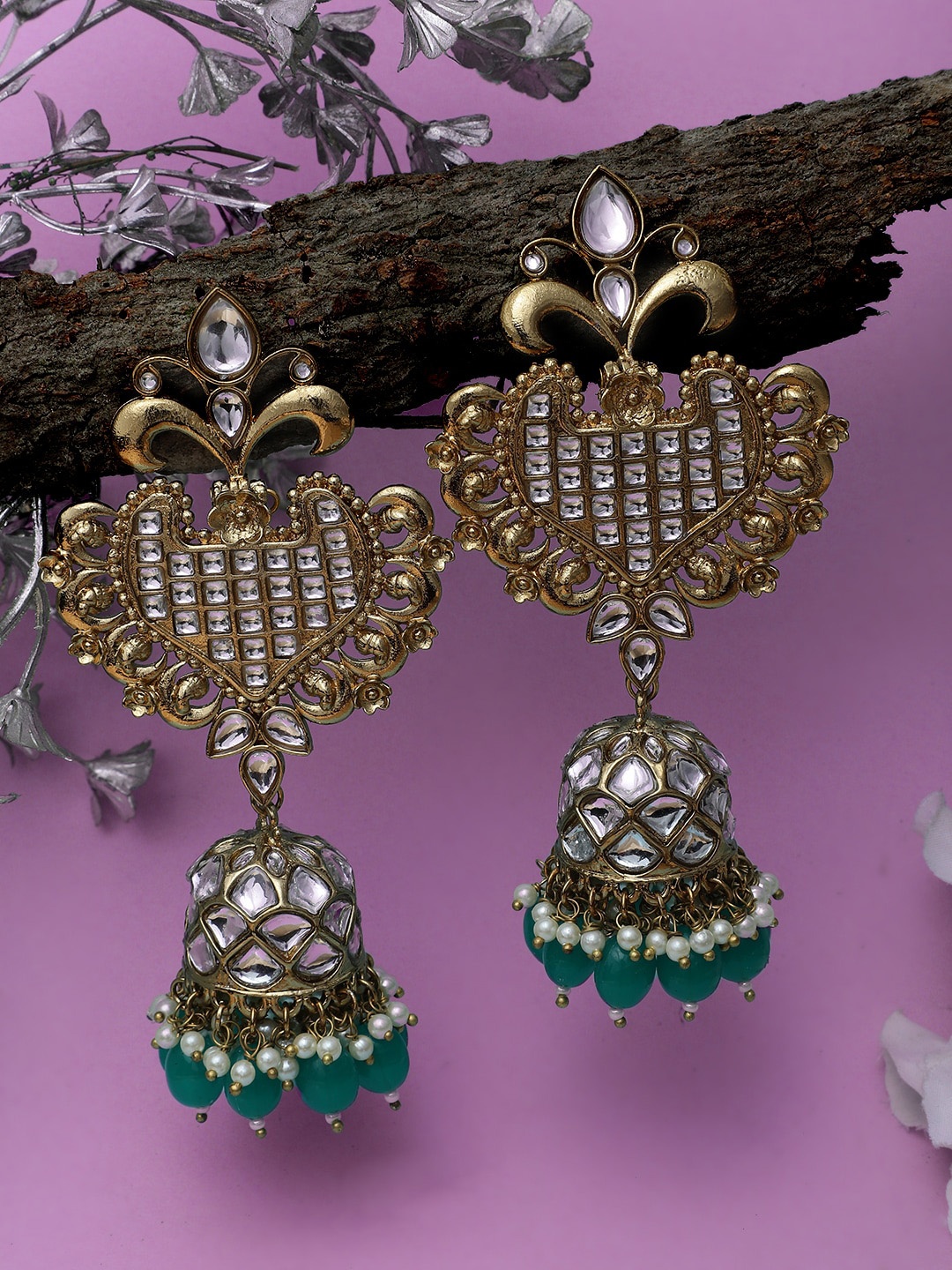 

Mali Fionna Gold-Toned Dome Shaped Jhumkas