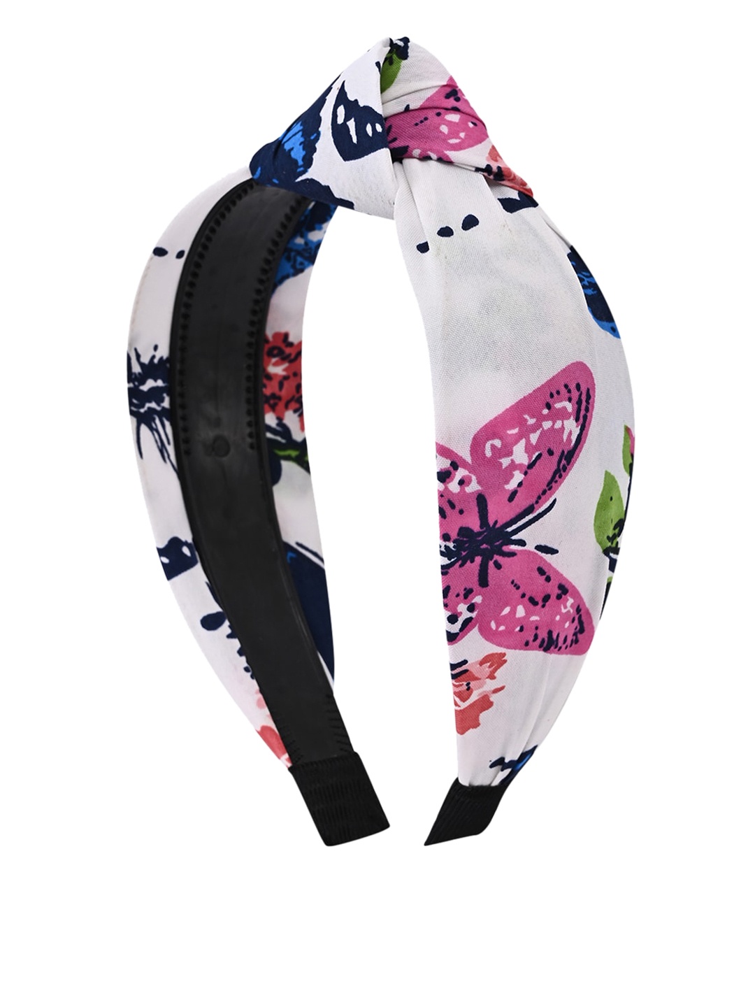 

BuckleUp Women White & Pink Printed Knot Detailed Hairband
