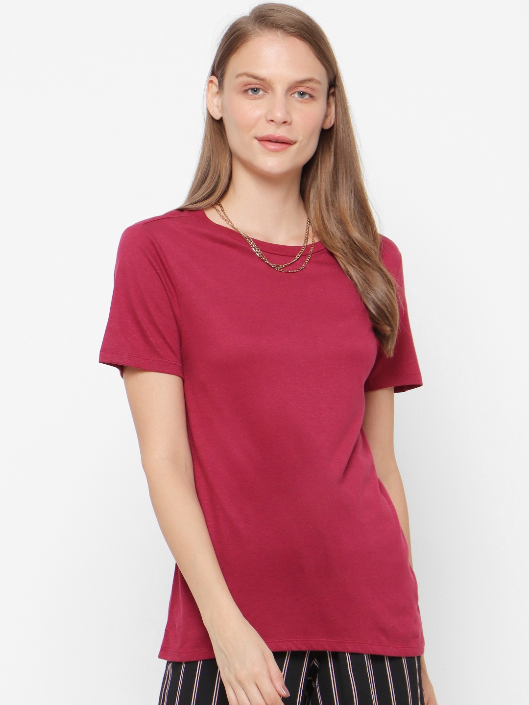 

FOREVER 21 Women Magenta Solid Top