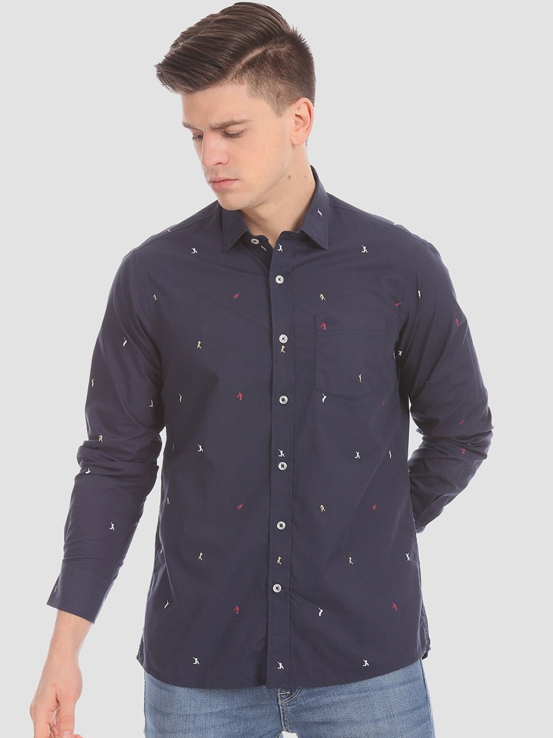 

Arrow Sport Men Navy Blue Regular Fit Printed Casual Shirt