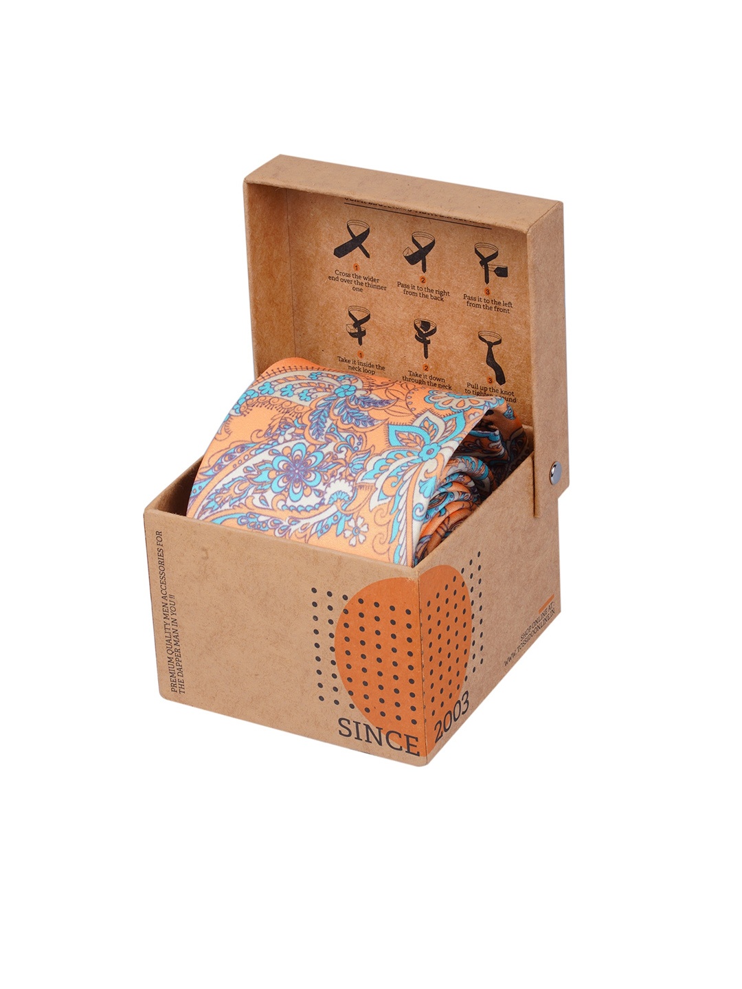 

Tossido Men Orange & Blue Printed Broad Tie