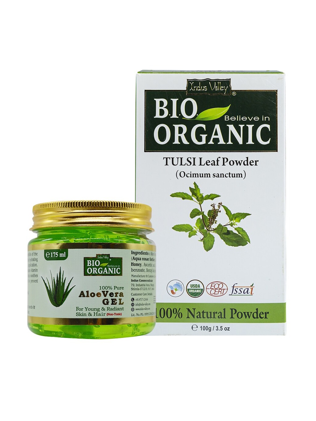 

Indus valley Tulsi powder & aloe vera gel combo, Green