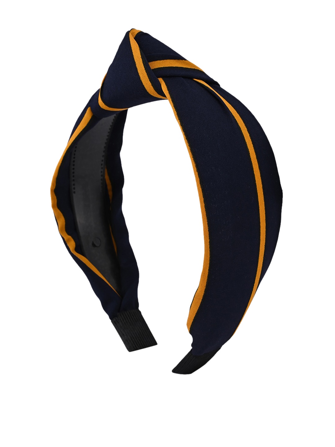 

BuckleUp Women Black & Yellow Striped Knot Detailed Hairband