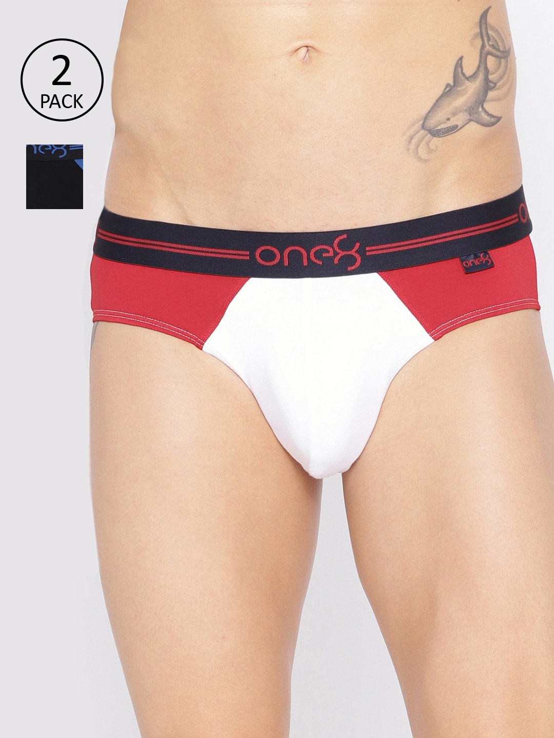 

one8 by Virat Kohli Men Pack Of 2 Colourblocked Premium Cotton Stretch Briefs, White