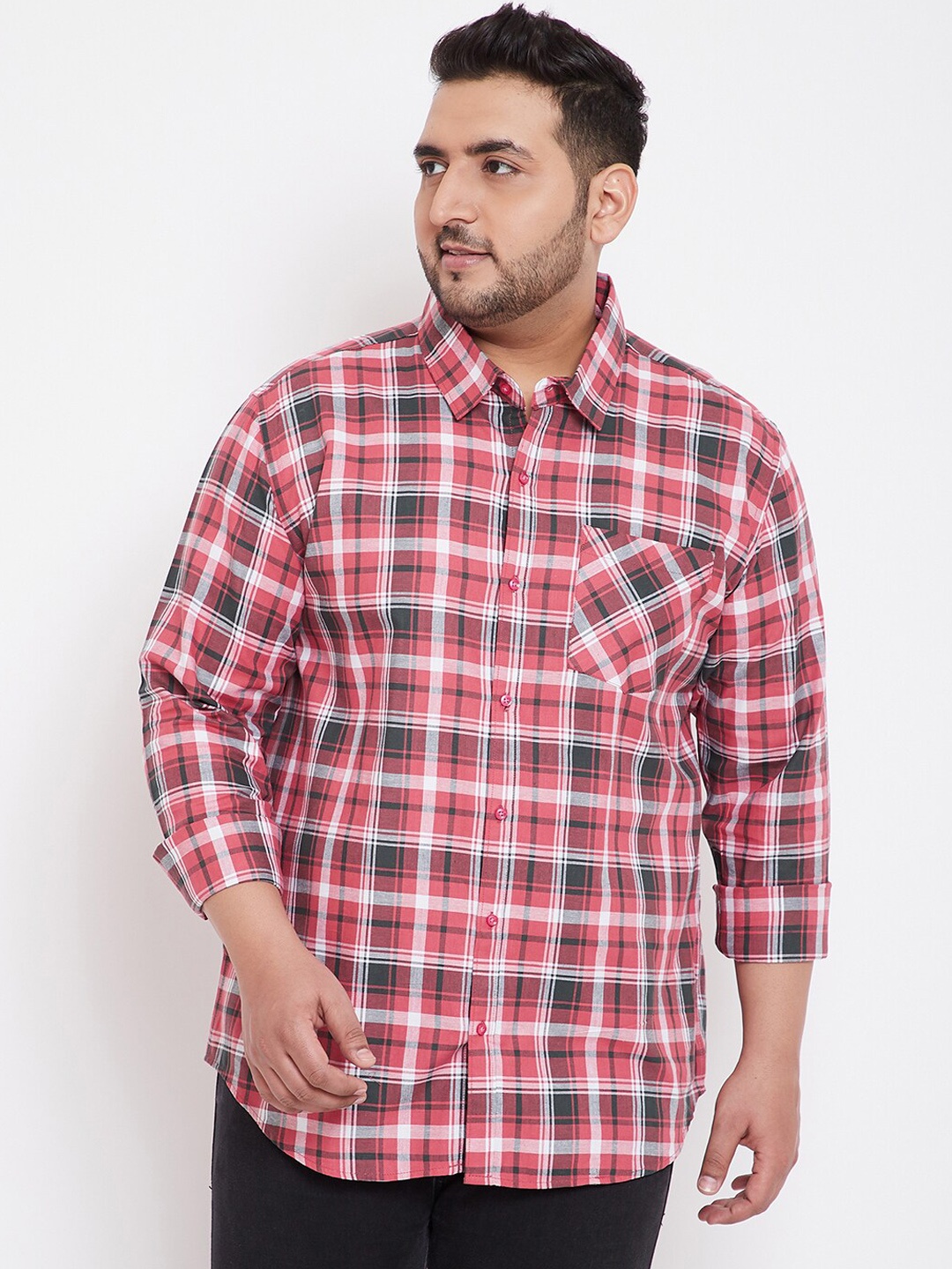 

Instafab Plus Men Maroon Regular Fit Checked Casual Shirt