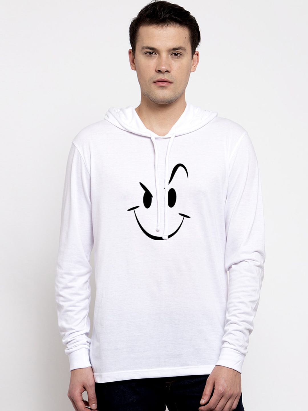 

Friskers Men White Printed Hood T-shirt