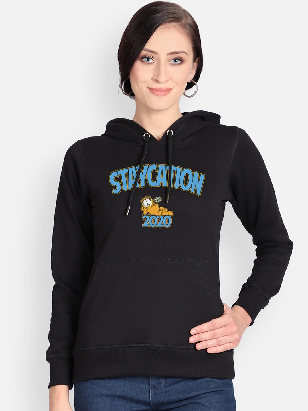 

Free Authority Women Black Garfield Printed Hooded Sweatshirt