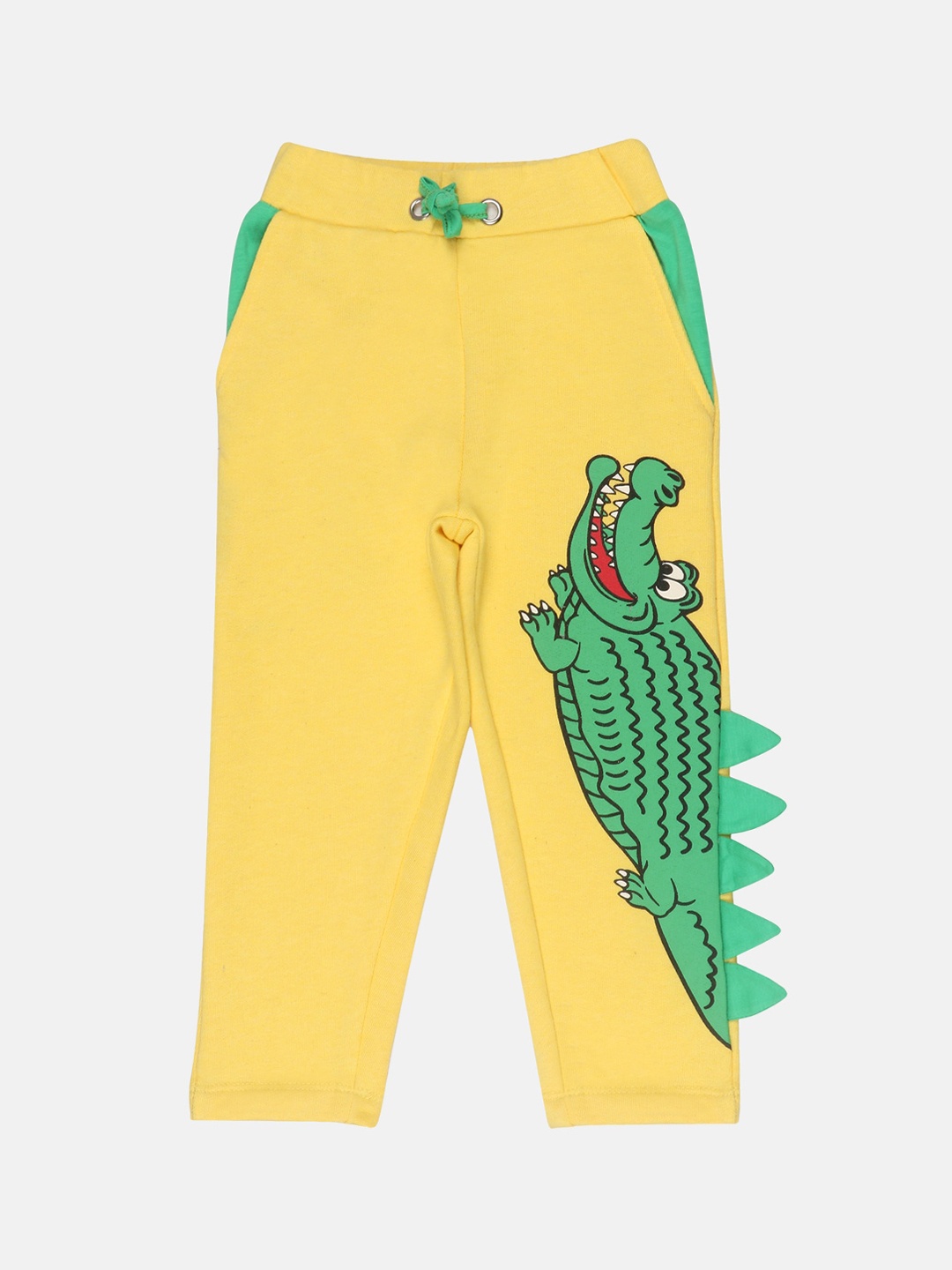 

Lazy Shark Boys Yellow Printed Straight-Fit Joggers