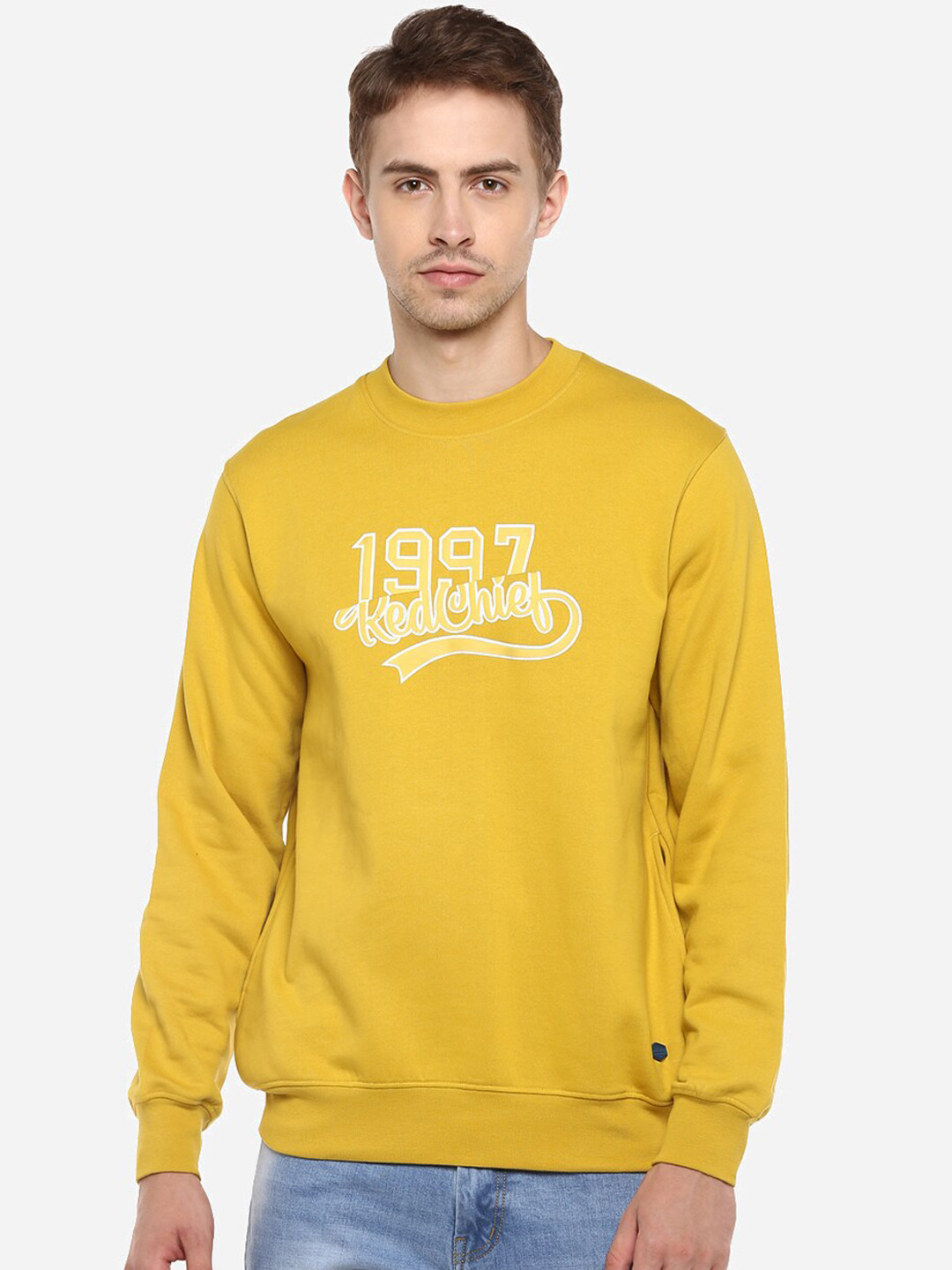 

Red Chief Men Yellow Printed Sweatshirt