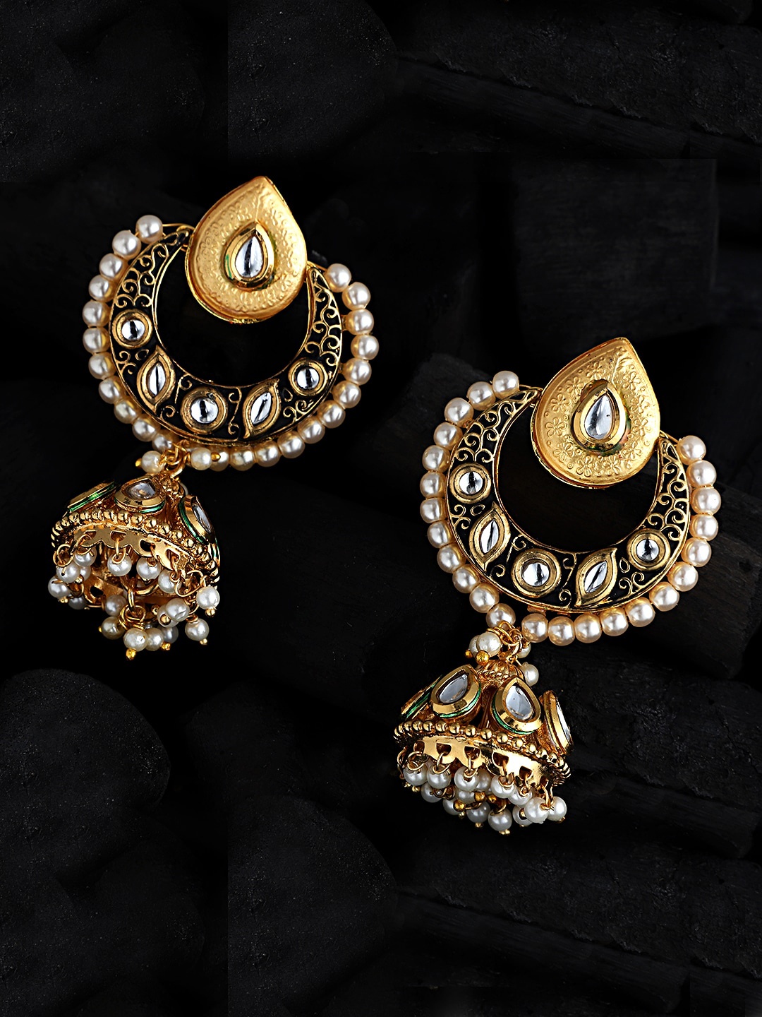 Mali Fionna Gold-Toned Dome Shaped Jhumkas