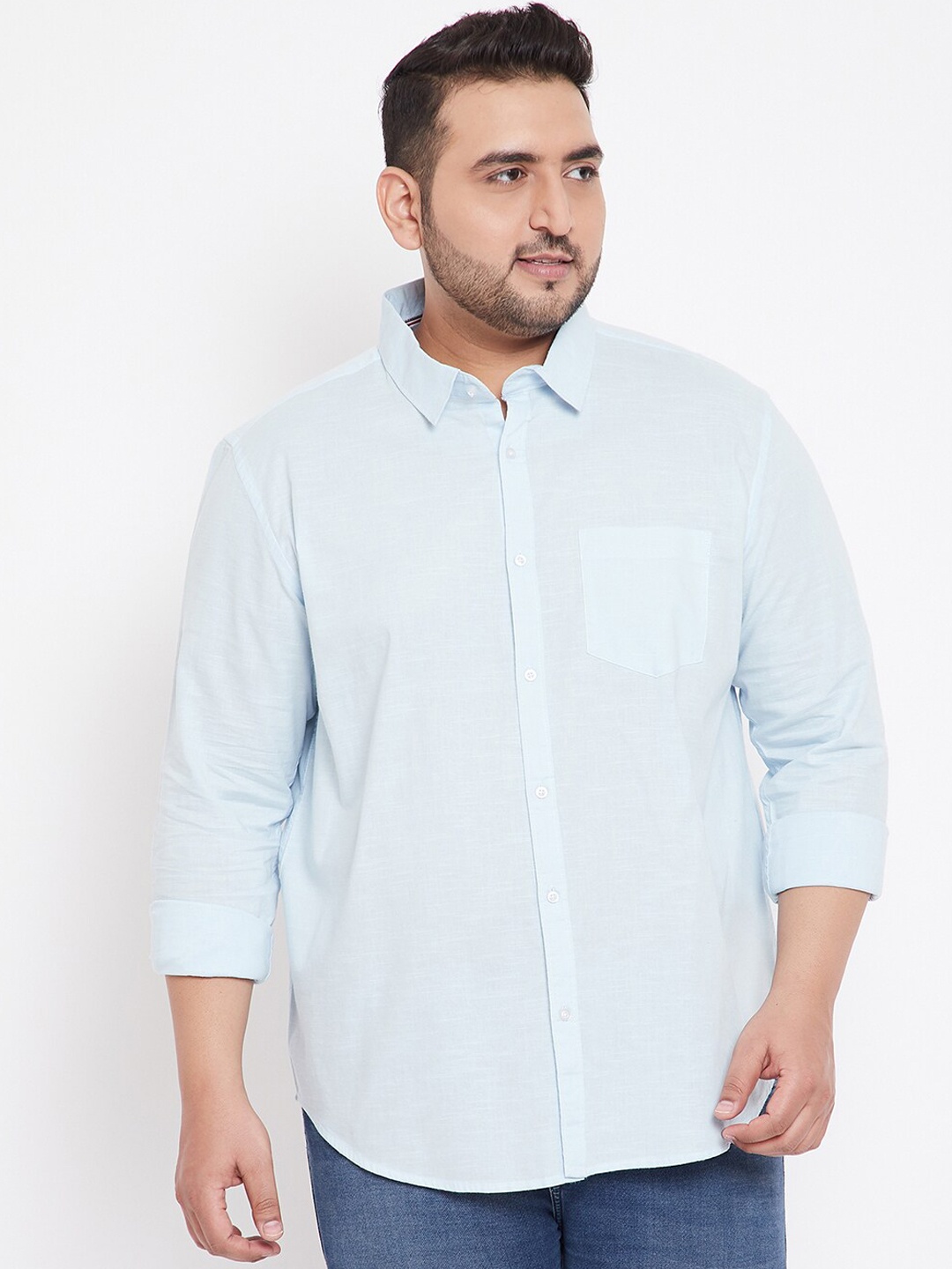 

Instafab Plus Men Blue Regular Fit Solid Casual Shirt