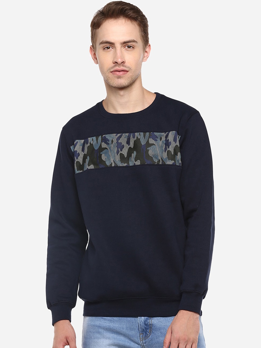 

Red Chief Men Navy Blue Printed Sweatshirt