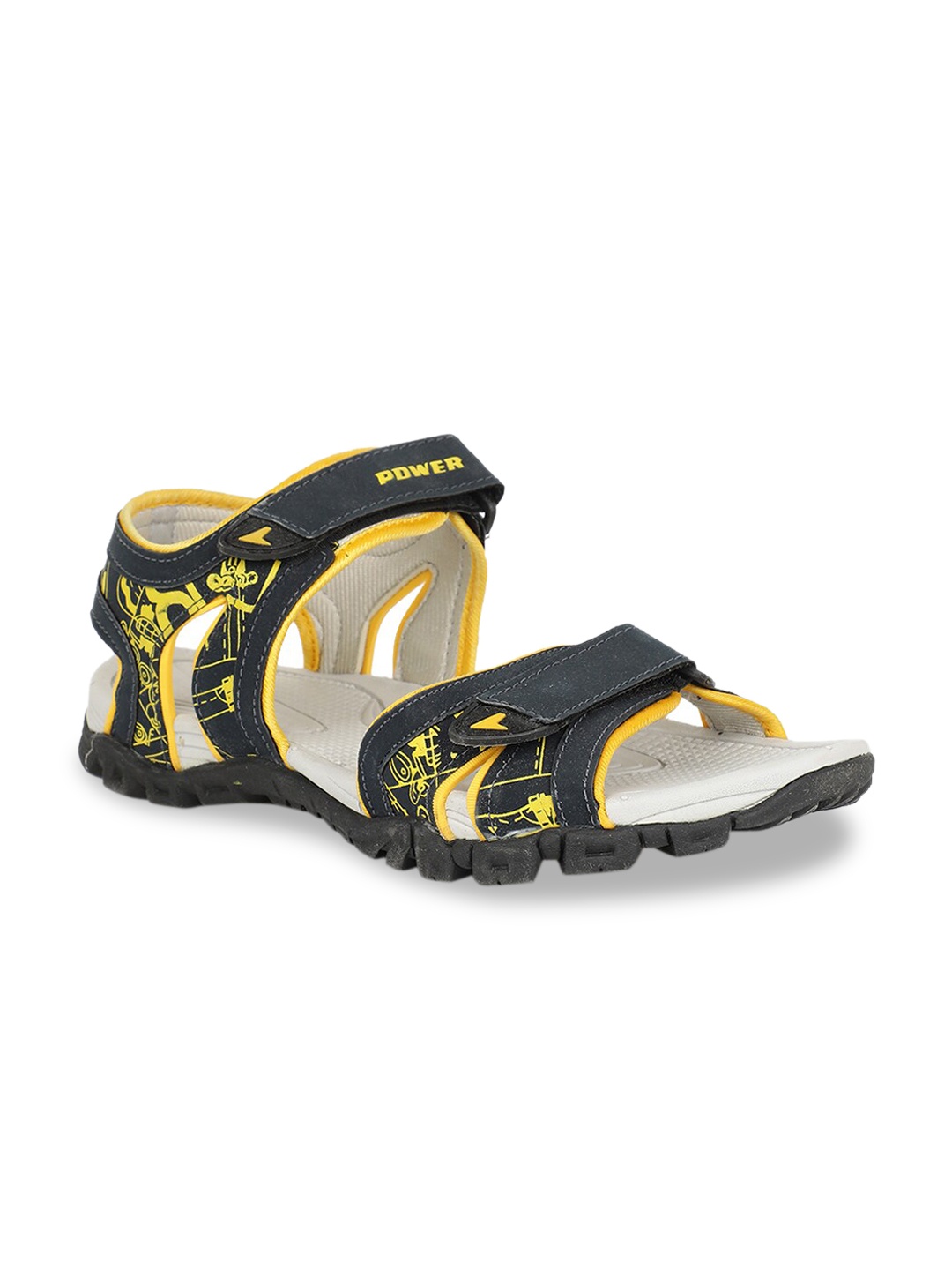 

Power Men Blue & Yellow Printed Sports Sandals