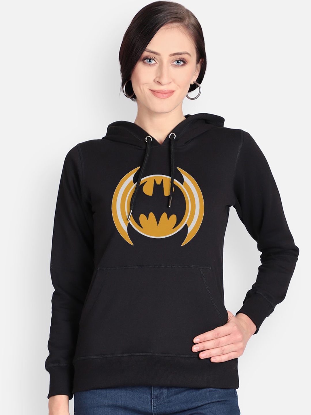 

Free Authority Women Black Batman Printed Hooded Sweatshirt
