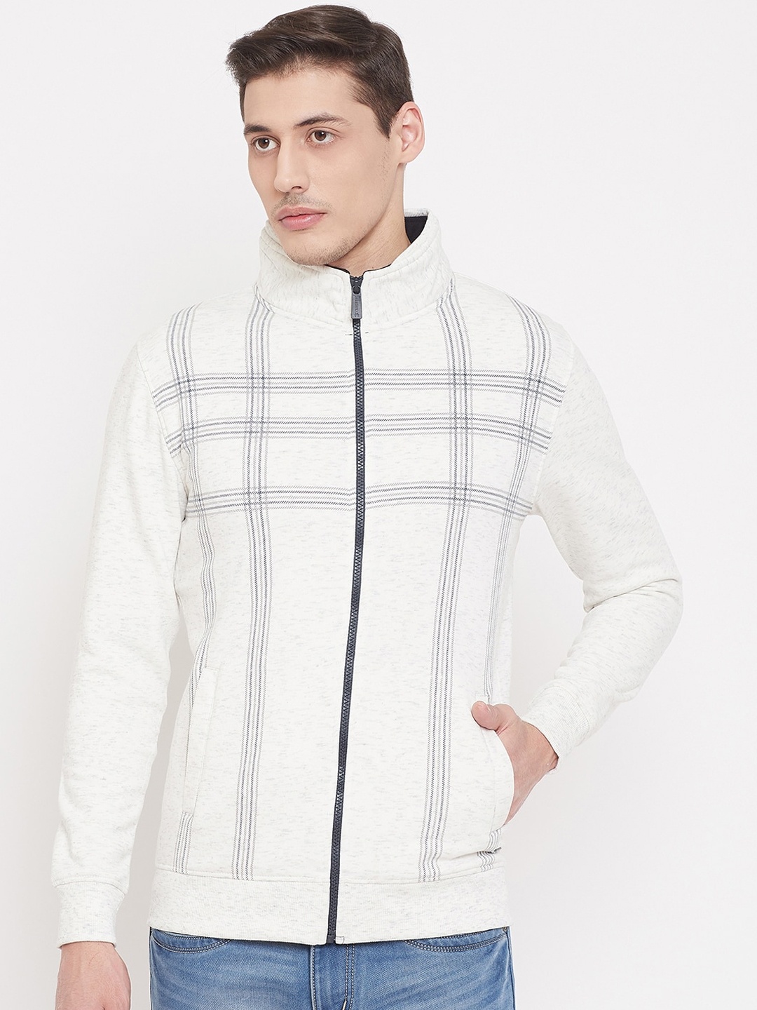

Crimsoune Club Men White Checked Sweatshirt