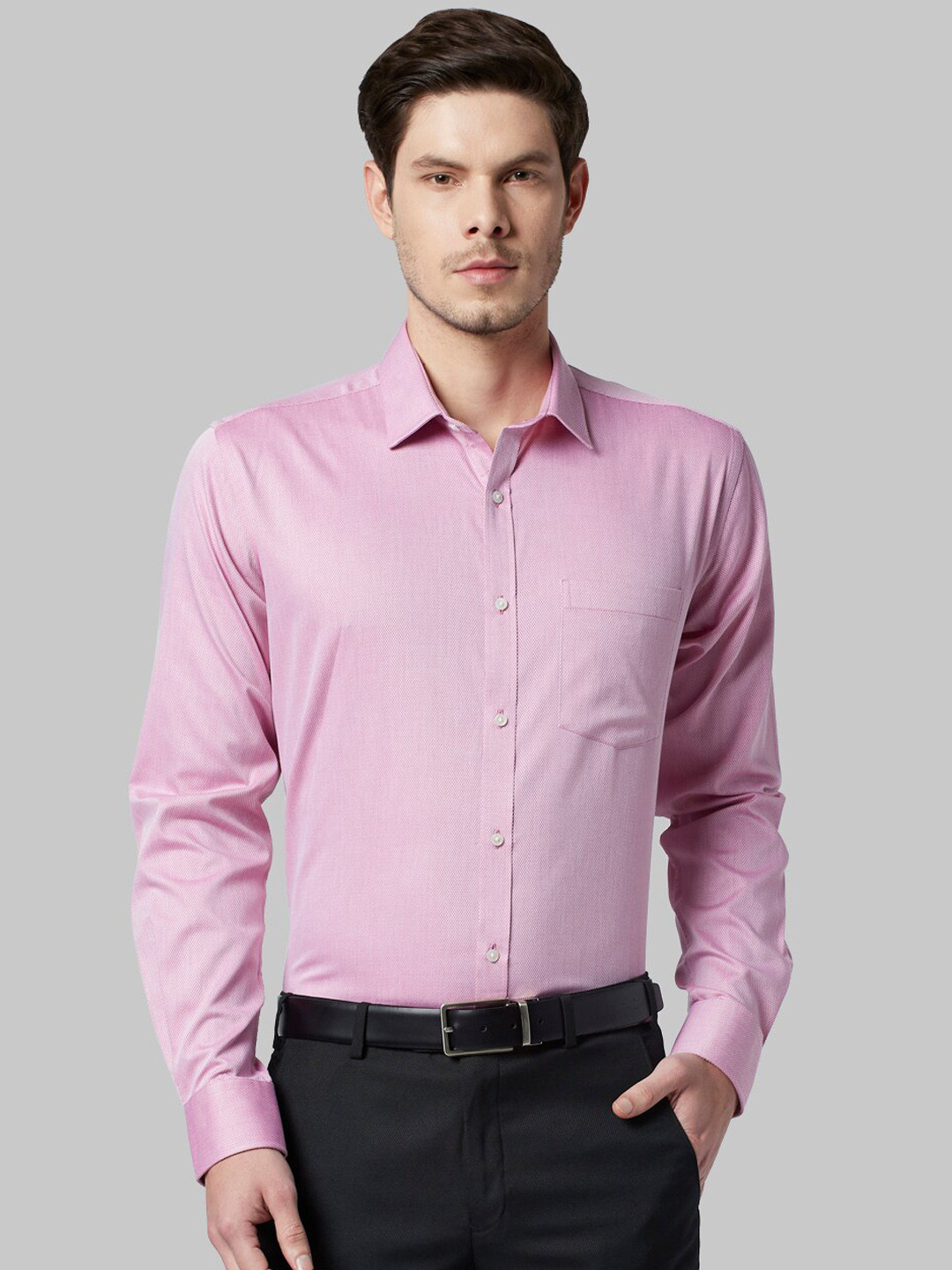 

Park Avenue Men Pink Slim Fit Self Design Formal Shirt
