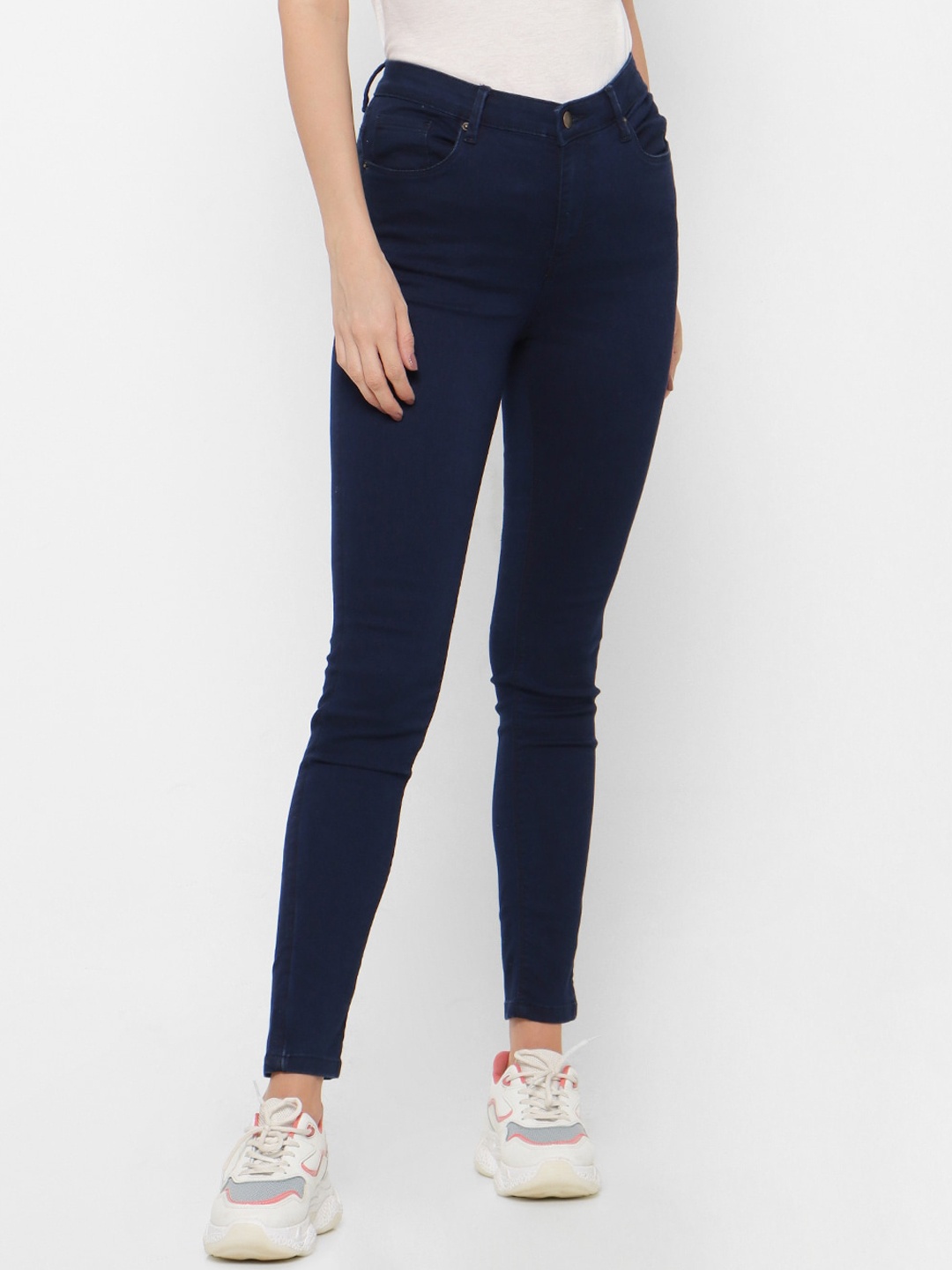 

FOREVER 21 Women Navy Blue Skinny Fit Mid-Rise Clean Look Stretchable Jeans