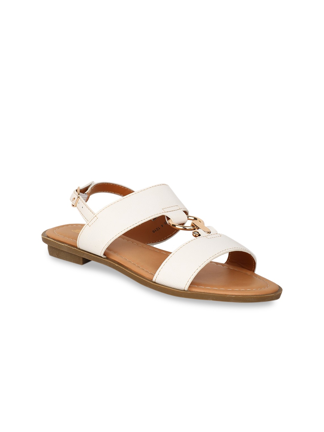 

Bata Women White Solid PU Open Toe Flats