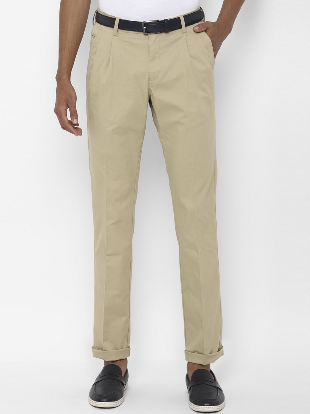 

Allen Solly Men Beige Slim Fit Solid Regular Trousers