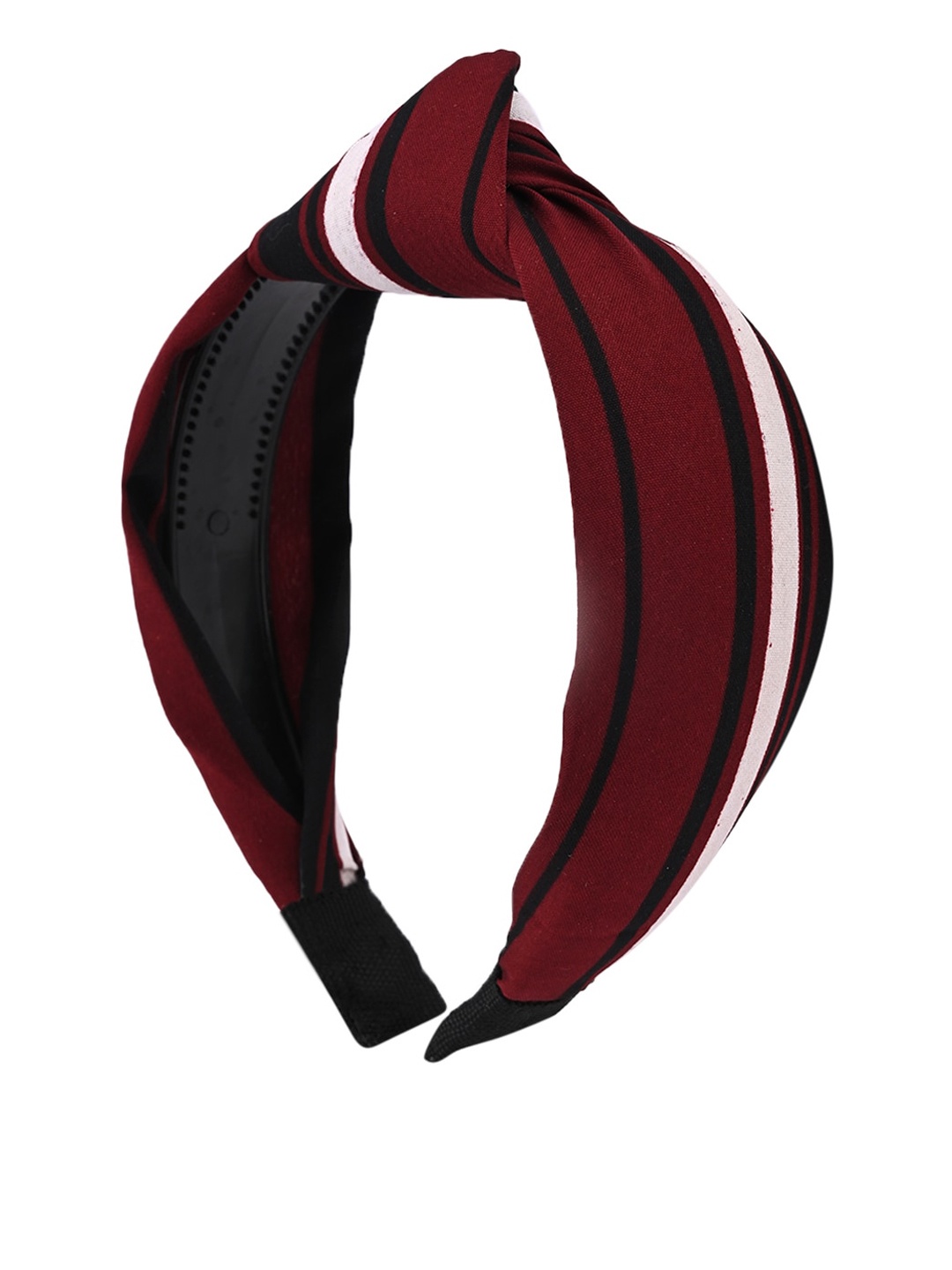 

BuckleUp Women Maroon & Black Striped Knot Detailed Hairband
