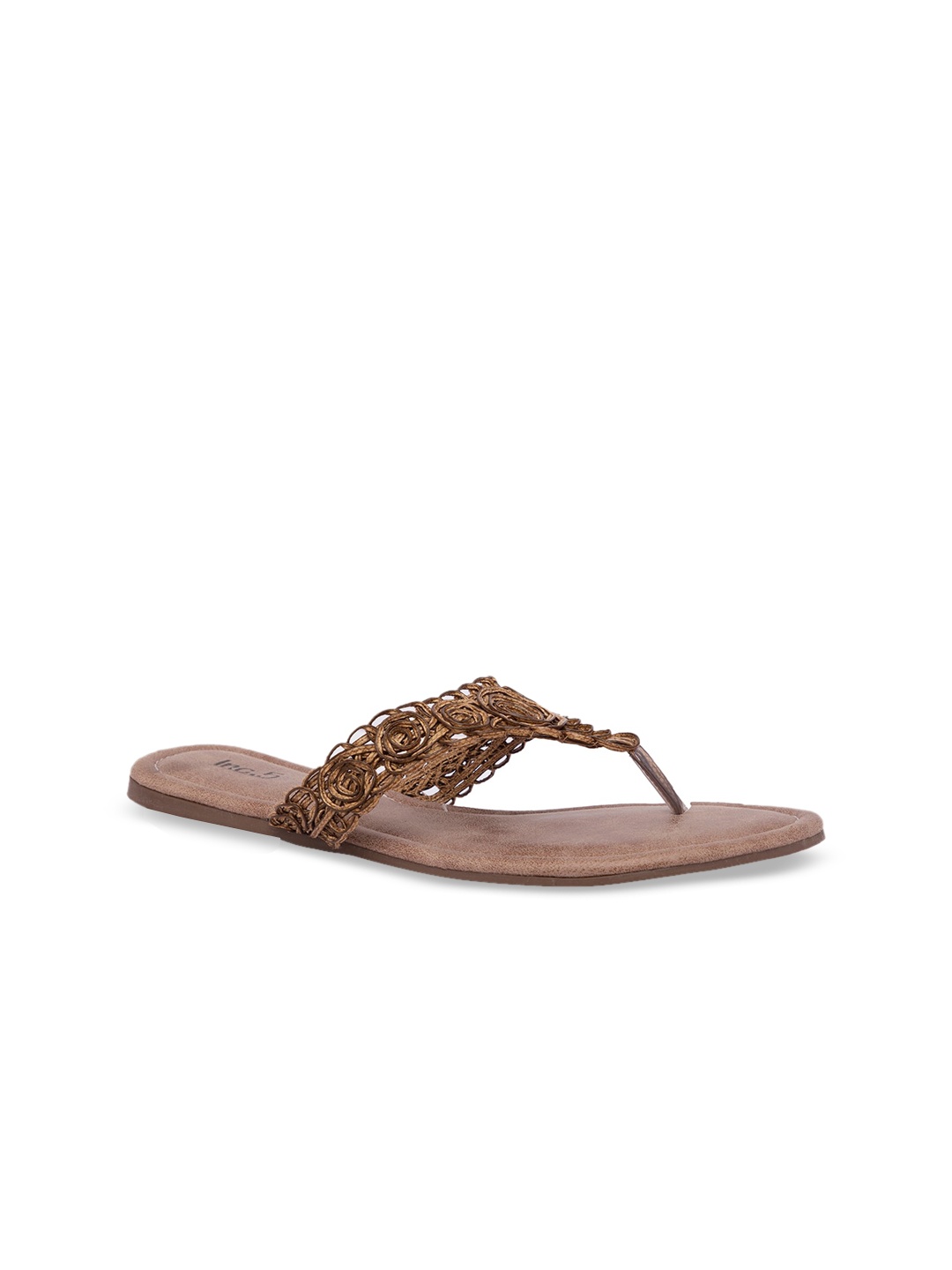 

Inc 5 Women Beige Solid T-Strap Flats