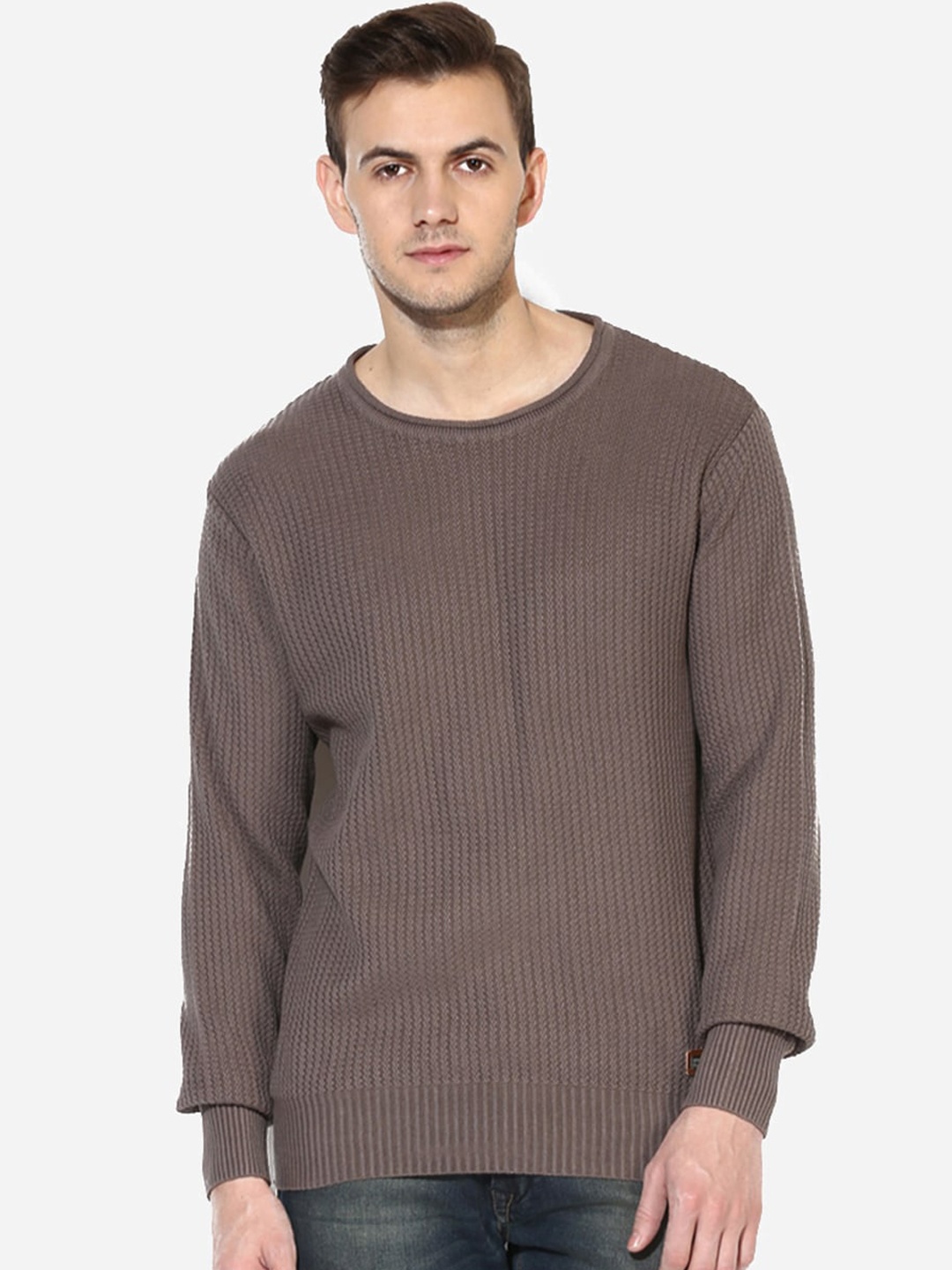 

Red Chief Men Grey Self-Design Pullover Sweater