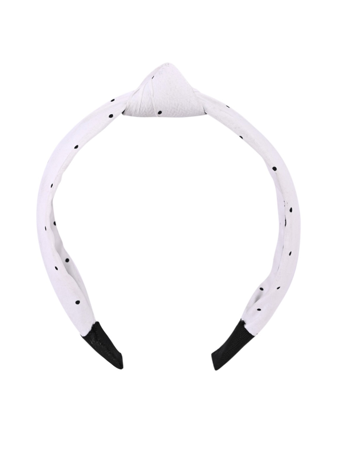 

BuckleUp Women White & Black Polka Dot Print Knot Detailed Hairband