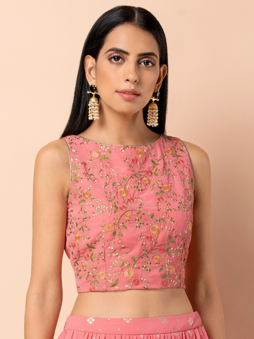 

INDYA Women Pink Embroidered Top