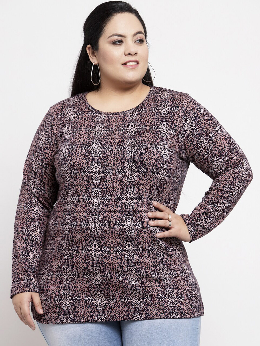 

plusS Women Multicoloured Printed Pure Cotton Top, Multi