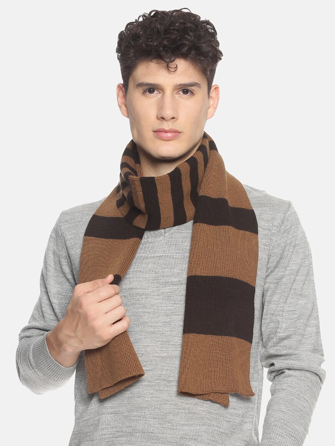 

513 Men Brown Striped Muffler