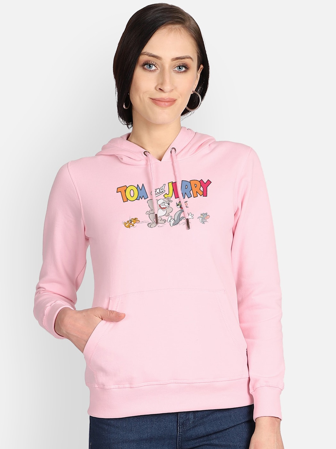 

Free Authority Tom & Jerry Print Pink Hoodie For Women