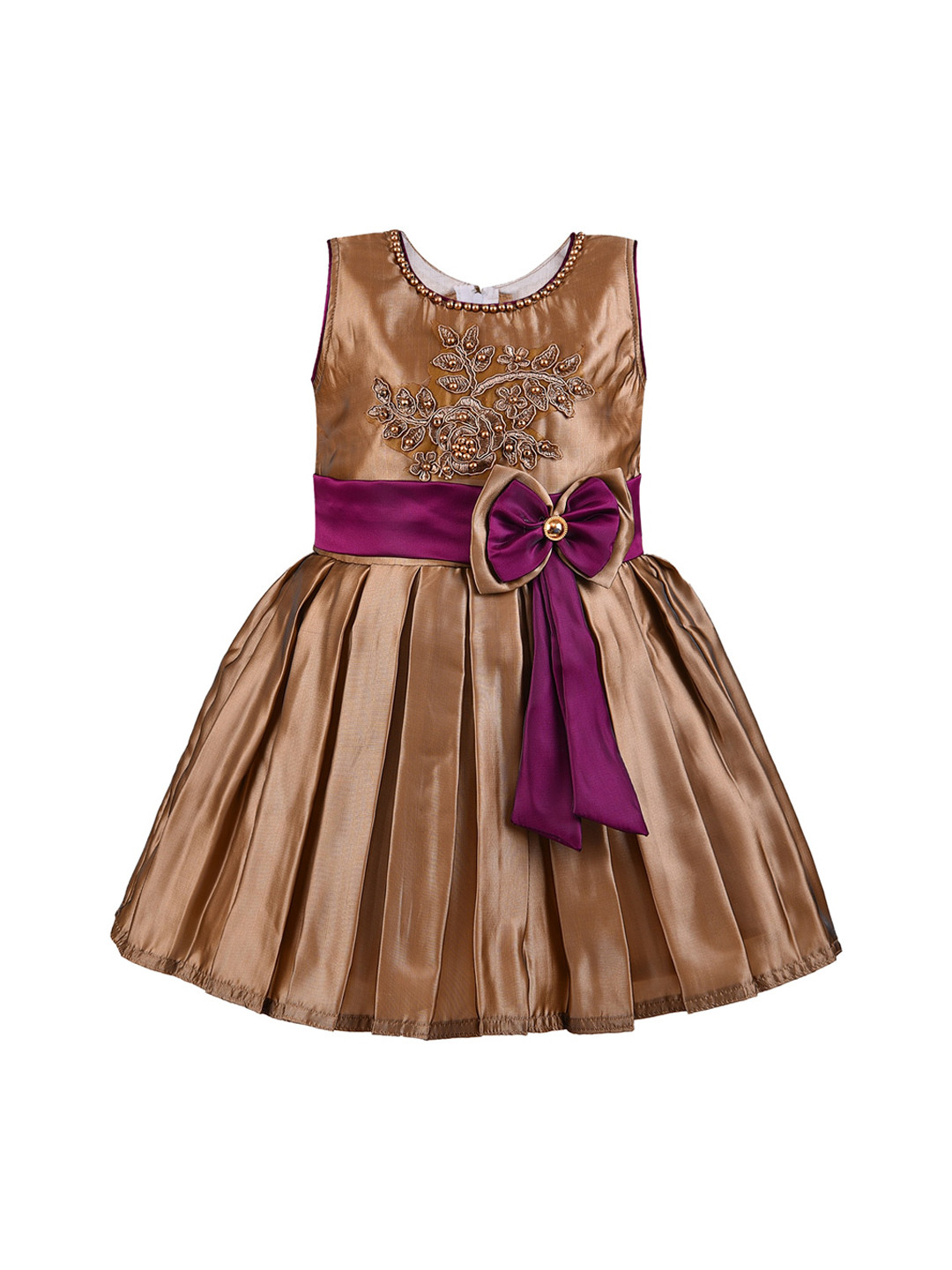 

Wish Karo Girls Brown Embellished Fit and Flare Dress