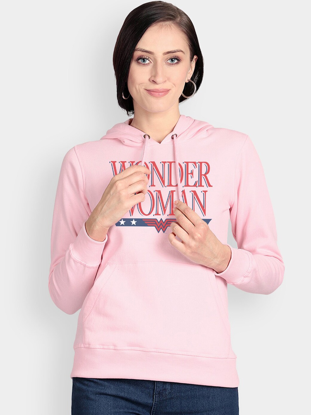 

Free Authority Women Pink Wonder Woman Print Hooded Sweatshirt